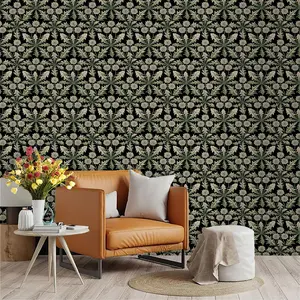 Vintage Dark Style Floral Wallpaper, PVC Material with Adhesive Back, Easy Peel and Stick, Ideal for Kitchen, Living Room, Bedroom Decor