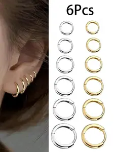 Stainless Steel Hoop Earrings for Men & Women, Multiple Sizes (8-18mm), Durable Gift for Daily Wear, Versatile Earrings, Earring Stack