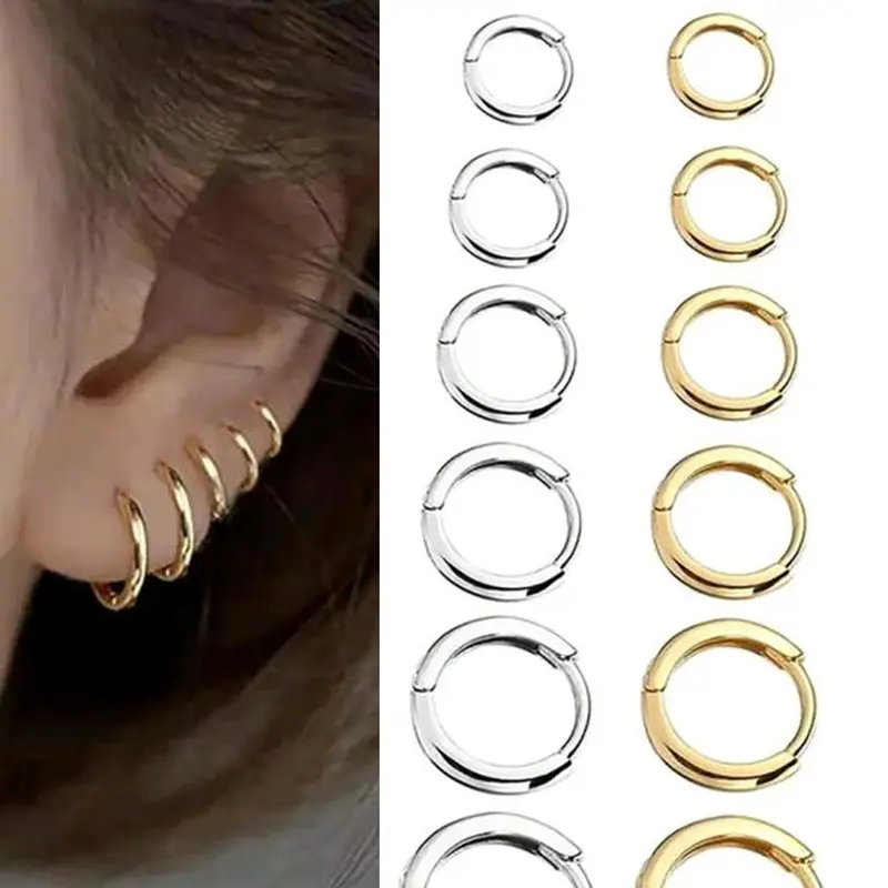 Stainless Steel Hoop Earrings for Men & Women, Multiple Sizes (8-18mm), Gift for Daily Wear, Versatile Earrings, Durable Earring Stack, Men Accessories, Earring Hoops