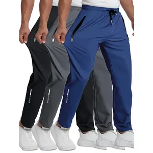 Men's 4-Way Stretch Drawstring Joggers, Lightweight Zip Pocket Casual Pants for Workout, Daily Wear & Outdoor