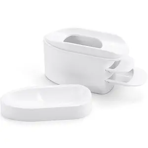2-in-1 Dip Powder Recycling Tray System with French Tip Mold, Nail Powder Glitter Rhinestones Pearls Saver Storage Container Recycling Tool for French Smile Line Making - White