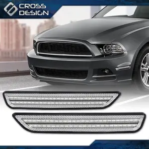 CROSSDESIGN White Front LED Strip Fender Lamp Side Marker Light Fit For 2010-14 Ford Mustang