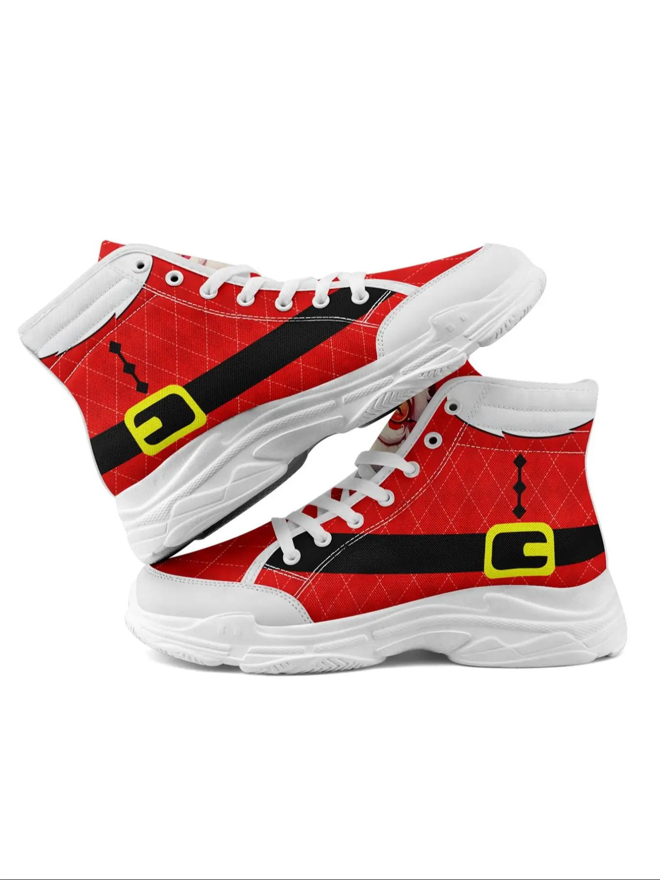 Men's Christmas Themed Santa Claus Pattern High Top Sneakers, Fashion Walking Sneakers, Casual Comfortable Lightweight Sports Shoes, Fashionable Sneakers for Daily Wear