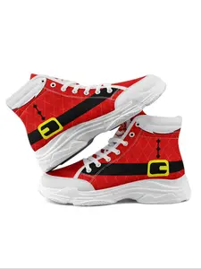 Men's Christmas Themed Santa Claus Pattern High Top Sneakers, Fashion Walking Sneakers, Casual Comfortable Lightweight Sports Shoes, Fashionable Sneakers for Daily Wear