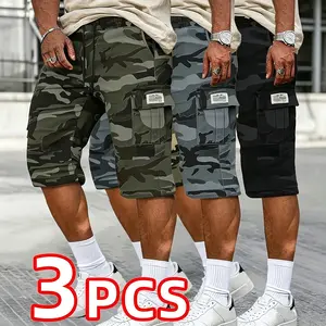 3-piece men's summer camouflage workwear shorts, durable fabric, comfortable and soft