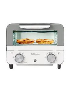 Betty Crocker Mini Toaster Oven, Compact Countertop Oven for Dorms, RVs, Apartments, 7-Liter Capacity, 750W, Adjustable Timer, Includes Baking Tray & Rack, BC-5629W, White/Gray