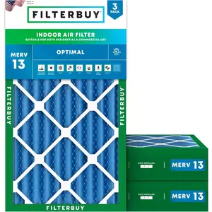 Filterbuy 16x25x4 Air Filter (3-Pack), Pleated MERV 13 Optimal Defense HVAC AC Furnace Air Filters (Actual Size: 15.50 x 24.50 x 3.63 Inches)