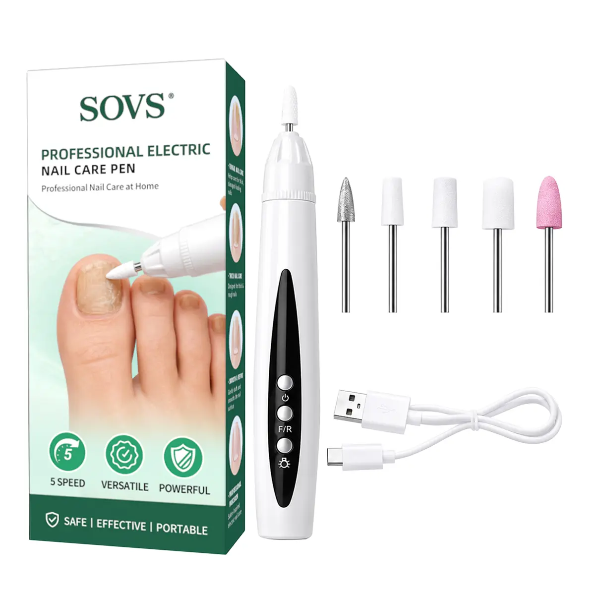SOVS Electric Nail Drill Machine - Professional Salon-Quality Manicure-Pedicure Tool, Lightweight Portable Nail File for Daily Smoothing & At-Home Grooming, Beauty Personal Care Accessory, Ideal Gift