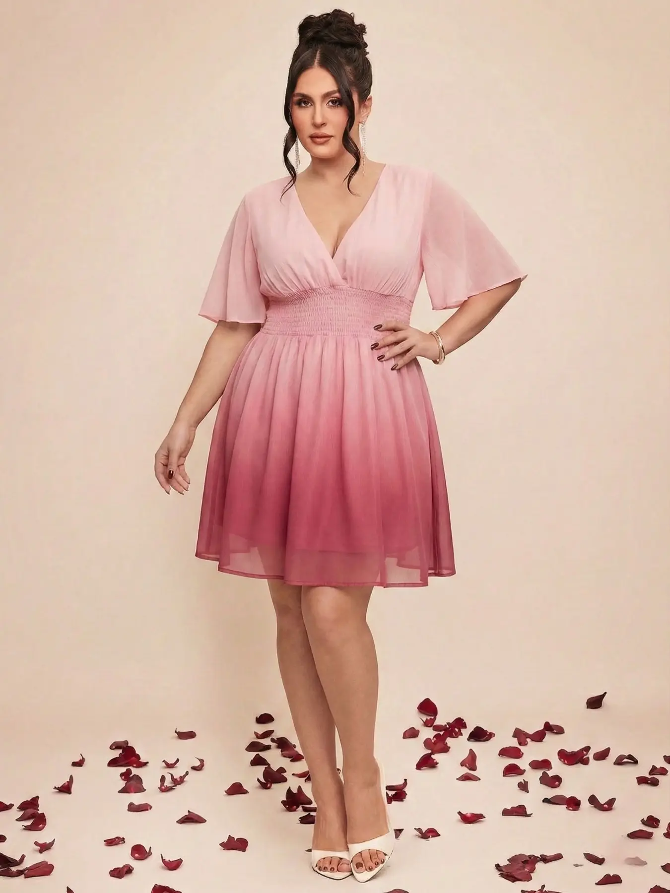 strapless open back dress Strapless Short Plus-Size Homecoming Dress with Beads– PromGirl main image 0