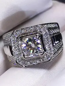 Elegant Cubic Zirconia Rings Copper Inlaid Zircon Decorated Copper Ring, Fashion Gorgeous Luxury Ring Accessories for Women, Wedding Engagement Bridal Jewelry Gift