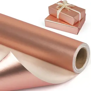 Rose  Metallic Wrapping Paper Roll, Solid Color Matte  Wrap Paper - Pearly Lustre, Light Rose   Wrapping Paper for Birthday Wedding Christmas Mother's Day  Shower - 17 Inches x 32.8