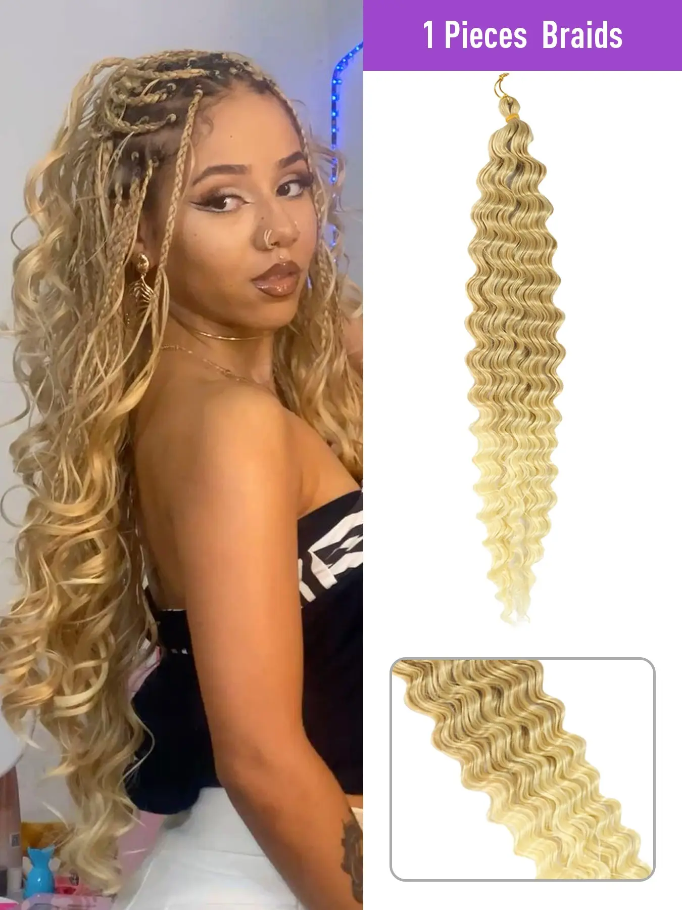 30inch 100G Curly Wave Hair Extensions,Synthetic High Temperature Fiber Brown Pink Grey Ombre Burgundy Color Synthetic Extension Hair Suitable For Women Daily Holiday Party Festival
