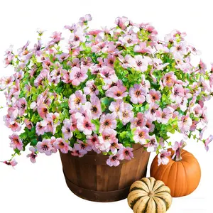 Artificial Flowers for Outdoors Faux Plants Outdoor Fake Flowers Spring Decoration,10 Bundles Faux Silk Colorful Daisy Realistic UV Resistant for Outside Home Planter Window Porch Patio Yard,Pink
