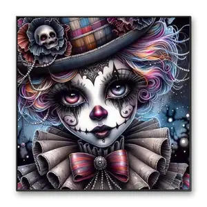 DIY 5D Diamond Arts Colorful Painting Kit, 1 Set Halloween Ghost Clown Pattern DIY Diamond Arts Colorful Painting without Frame, Handmade Art Crafts for Home Decor