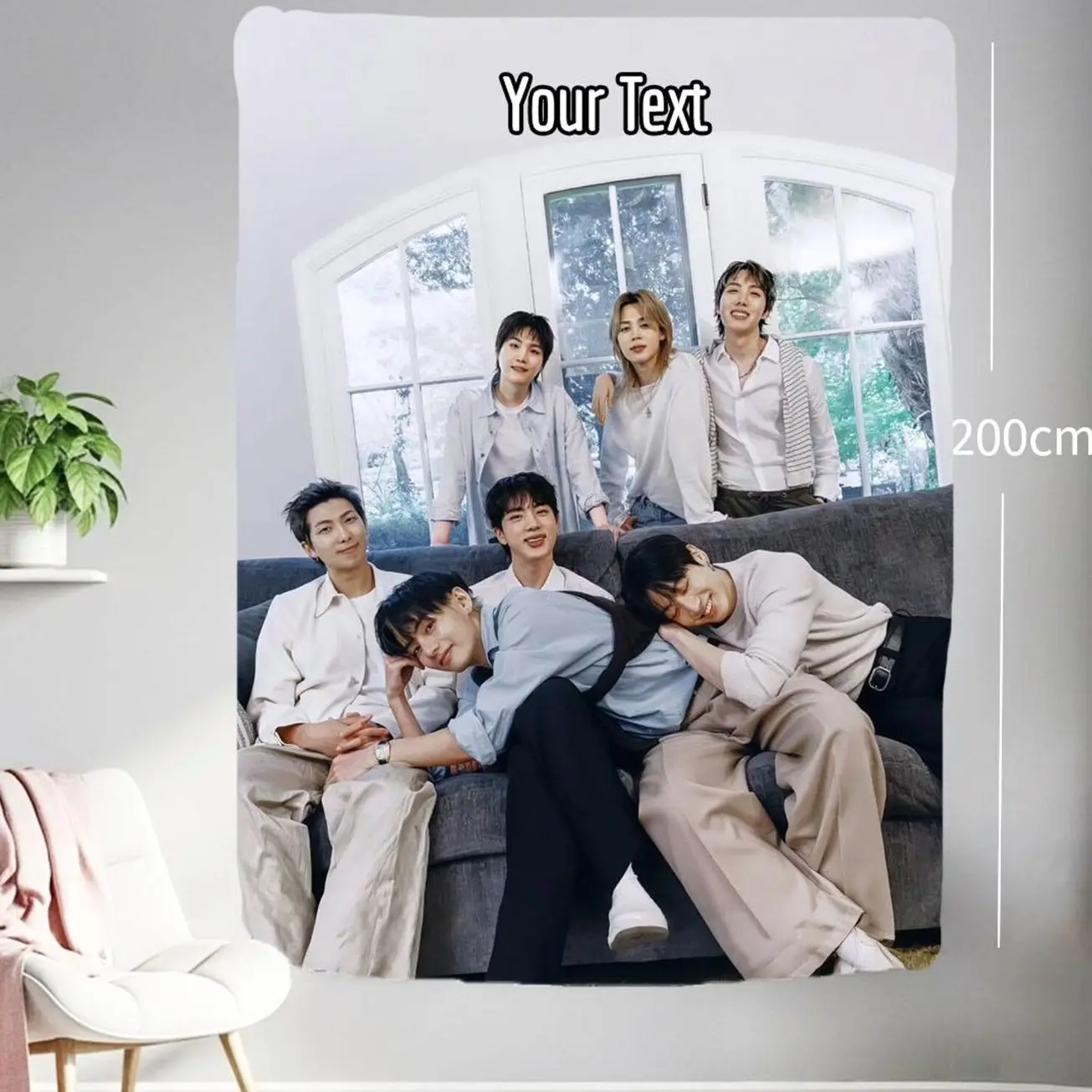 Bangtan Hanging Tapestry | Bantan Boys | Personalized Wall Art | Polyester Fabric | Ship Flag Banner
