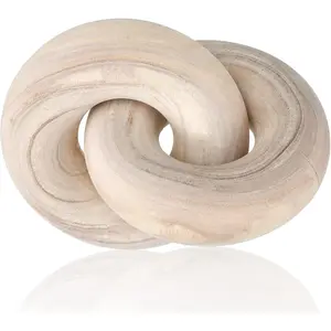 2 Link  Chain Link Decor Coffee Table Wooden Knot Decor Hand Carved Modern Farmhouse Ornament Boho Rustic  Chain Items for Home Living Room Bedroom Shelf Decorations()