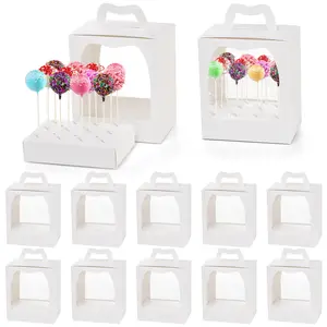 12 Pack Cake Pop Boxes, 18 Holes Cakes Pop Holder Cake Pops Packaging Boxes Gift Cakes Pop Stand Portable Lollipop Display Carriers for Wedding Birthday Baby Shower Party