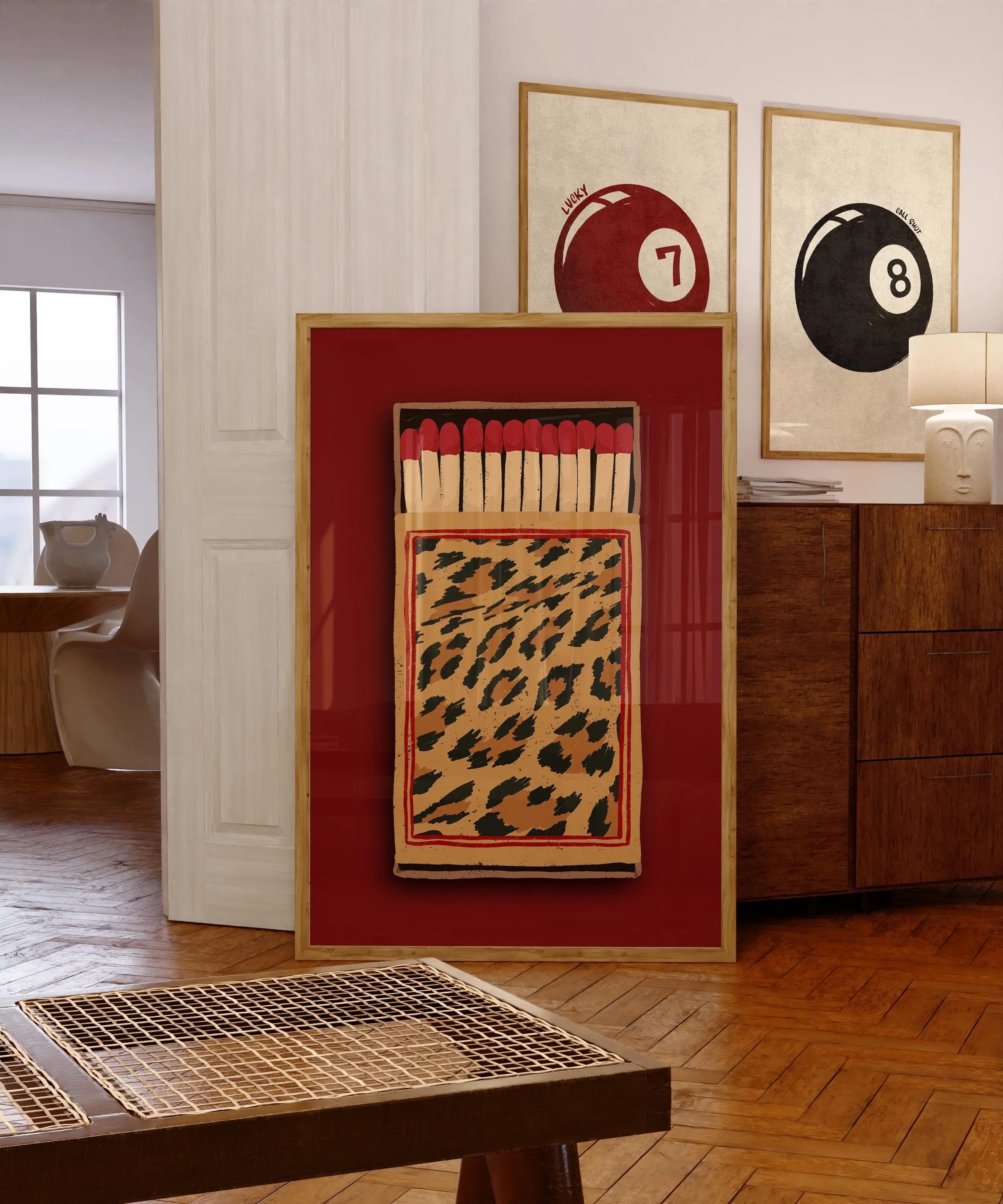 Retro Leopard Matchbox POSTER UNFRAMEDable Wall Art – Trendy Dorm Room and Bar Cart Decor