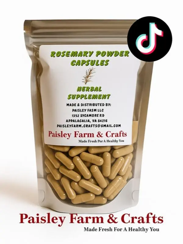 Rosemary Powder Capsules – 100% Natural Herbal Supplement (300 Count)