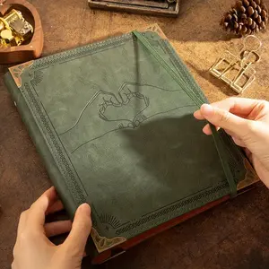 Elegant Faux Leather Photo Album, Holds 160 Photos, Heart Pattern, 30 Pages for Writing, 4x6 Travel, Home Decoration, Graduation Gift