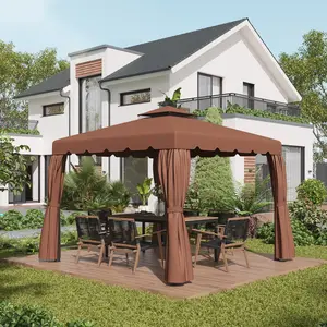 10' x 10' Gazebo Replacement Canopy – Coffee. Fits 84C-051 & 84C-269 Series. Two-Tier Vented Roof. 8 Rain Drain Holes. PA-Coated. Touch Fastener Attachment. TOP ONLY