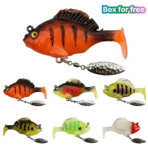 6pcs Multiple Pre-Rigged Jig Head Soft Fishinglures,Bluegill Swimbait,with Hidden Ultra-Sharp Hook and Spinner Blade,Versatile Mimics Natural Prey Swimbaits,Amazing Gifts for Men and Family