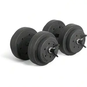 Barbell 40-Pound Adjustable Cement Dumbbell Set – Versatile Vinyl Coated Weights Home Gym Excellence