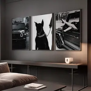 Set of 3 High Fashion Print; Black Luxury Wall Art