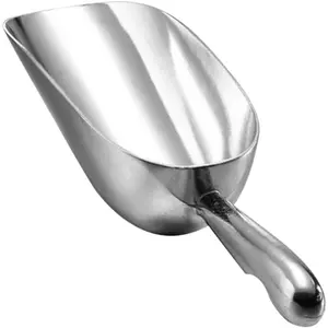 Ice Cube Endurance Scoop, Cast Aluminum Shovel Scoops Utility Scoops Set Contoured Handle, Ideal for Ice Cube Coffee Bean Food Candy Flour Popcorn Rust Free (12oz Silver)