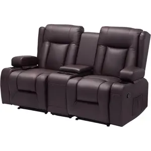 VEVOR Loveseat Recliner Sofa with Massage Heat, Power Reclining RV Couch, PU Leather Electric Recliner Sofa with USB Outlet/Storage/Cup Holders/Pockets, Home Theater Seating for Living RoomVEVOR Super Brand Day