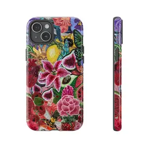 Mosaic Collage Phone Case Compatible with iPhone 13 Pro 17 16 15 14 13 12 11 promax plus. |   Celestial Sun Floral Tile Art Design |   TPU Protective Cover