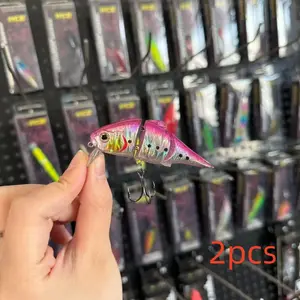 Big Brand Replica, Bestseller, 2pcs, Surface Action Multi-Section Lure, Active Swimming Action, Effective for All Sizes of Fish.