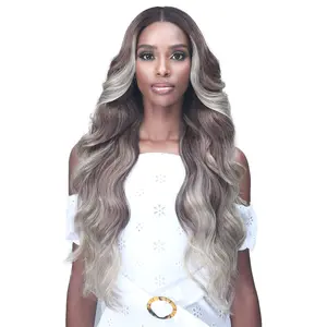 Bobbi Boss Synthetic Hair 13x4 HD Lace Front Wig - MLF251 ARYA, Long Curly Hair Wig with Pre-Plucked Hairline, Safe High Heat Styling (2, Dark Brown)