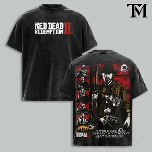 Vintage Red Dead Redemption 2 Washed Graphic Tee, Oversized Arthur Morgan Cowboy Western Shirt, Retro Outlaw Gamer Streetwear T-Shirt, RDR2 Gaming Gift Tee For Men