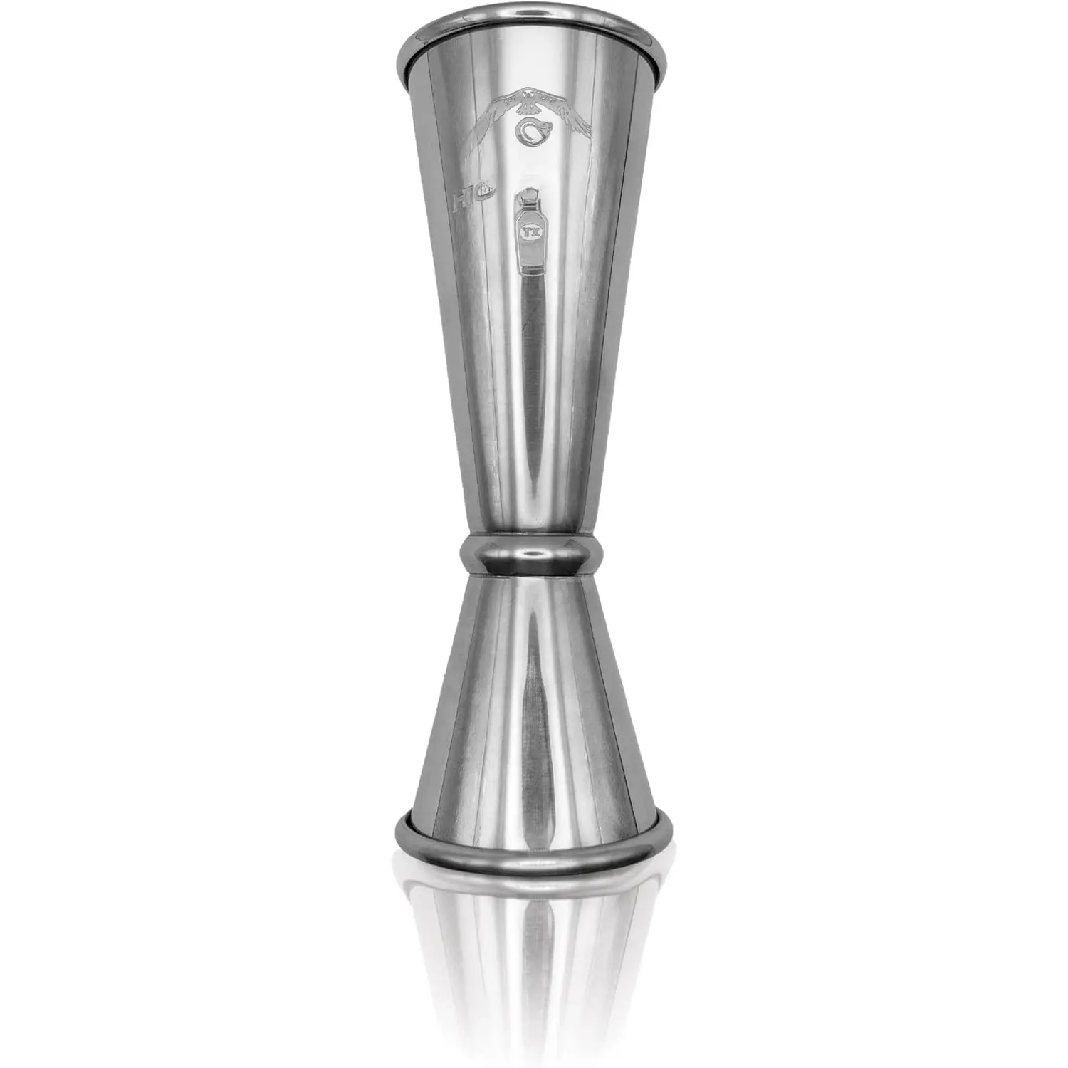 Stainless Steel Jigger - 2oz/1oz Dual-Sided Bar Utensil with 8 Interior Measurements, Balanced Form, Smooth Surface, Durable Professional-Grade Tool for Bar & Commercial Use, Utensils