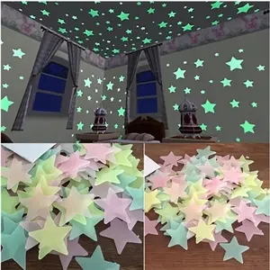 100pcs/lot Glow-In-The-Dark Star Stickers, Wall Decorations for Bedroom & Living Room, Ceiling Decoration, Universal Use