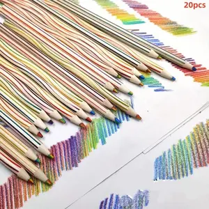 20pcs Vibrant Rainbow Color Pencils, Perfect for Artists, Art and Writing Students and Office Use, Bright Colored Pencils Set