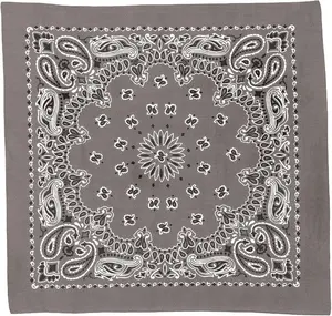Grey - Trainmen Paisley Bandana, 100% Cotton, 22" x 22"