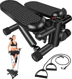 Home Workout Mini Stepper Stair Machine with Resistance Bands Compact Gear Full Body Toning Leg Arm Exercise Equipment
