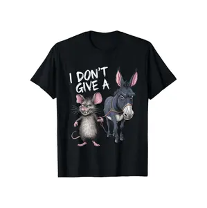 100% Cotton Golf Gift T-Shirt For Men and Women Plus Size Men Funny" i Don' t Care" Printed T- shirt- 180g Cotton, Short Sleeve, Round Neck, Casual, Mouse And Donkey