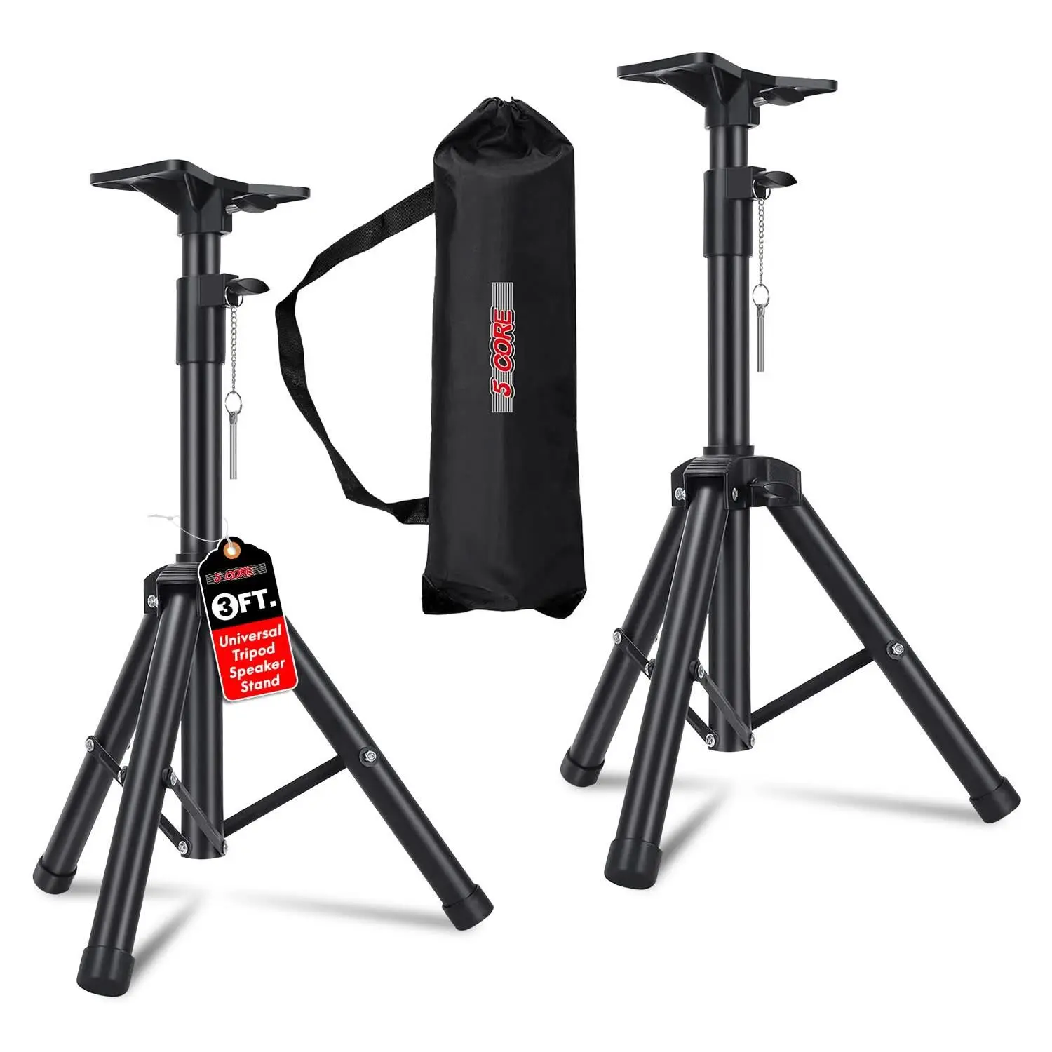 5 Core Speaker Stand Pair Height Adjustable 36" Heavy Duty PA DJ Tripod Studio Monitor Stands