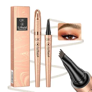 Eyebrow Pen, Contouring Pen Fine Stroke 3D Waterproof Microblading Eyebrow Pencil with 4-Fork-Tip Create Natural Hair-Like Brows Stay on All Day