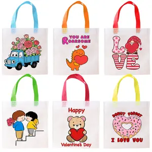 36 Valentine's Day Painted Bags with Handles, DIY Monster Gift Bags, Classroom Exchange Gifts, Custom Color Party Favor Bags