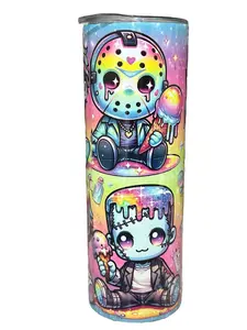SHIMMER Mini Scoop Chibi Horror - 20oz oz 20 oz. 20oz. Skinny Sublimation Water Bottle Tumbler - Amy's Tumbler Junkies - Your Favorite Tumbler Shop!