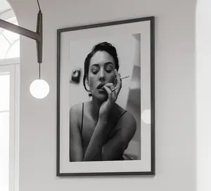 Monica Bellucci Smoking Poster, Black and White, Vintage Photo, Retro Wall Art, Feminist Print, Teen Girls Bathroom Decor,