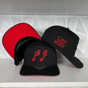 Red bottom black SnapBack hat