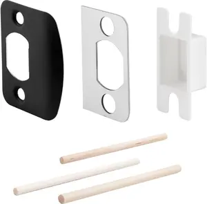 Standard Door Strike Plate with Shim, Door Lock Latch Restorer Spacer, Universal Residential  Striker, Fix Door Wont Latch Close (Black)