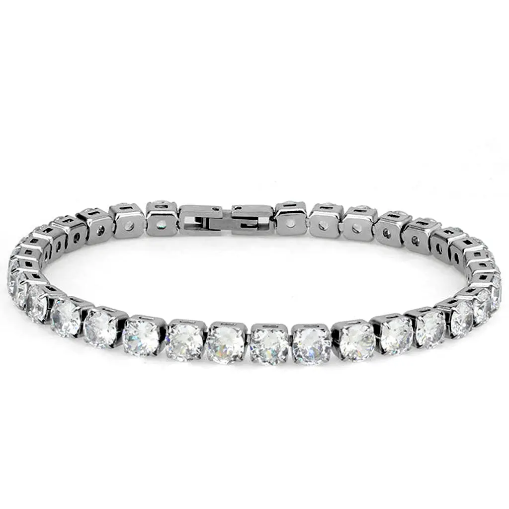 Lanyjewelry Hypoallergenic Jewelry Stainless Steel Non-Tarnish Infinite Cubic Zirconia Tennis Bracelet - 7.25 in, Nickel-Free, Lead-Free, Sensitive Skin-Friendly, Stackable Set, Daily Wear Accessory