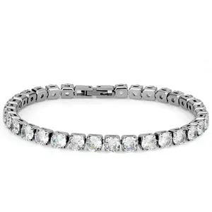 Stainless Steel None Tarnish Tennis Bracelet with Infinite Cubic Zirconia - 7.25" Length, Hypoallergenic, Suitable for Sensitive Skin, Nickel Free, Lead Free