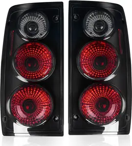 OEDRO Tail Lights Compatible with 1989-1995 Pickup Truck Tail Lamps (Black Smoke Tail light Assemblies Sold in Pairs) Black Housing Smoke Lens